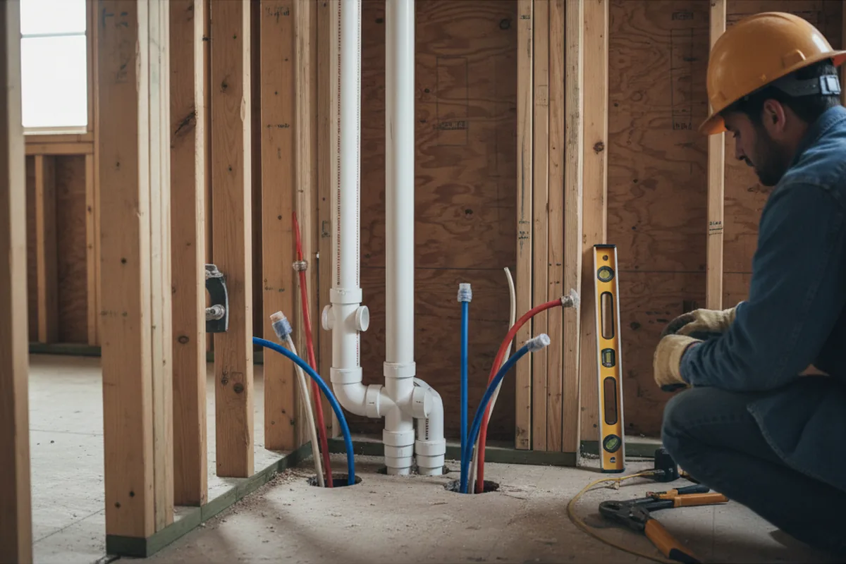 Drain and supply rough-in during Sump Pump Repair in Olivebridge