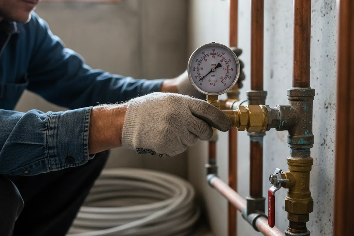 Pressure testing a repaired line during Water Line Repair in Olivebridge
